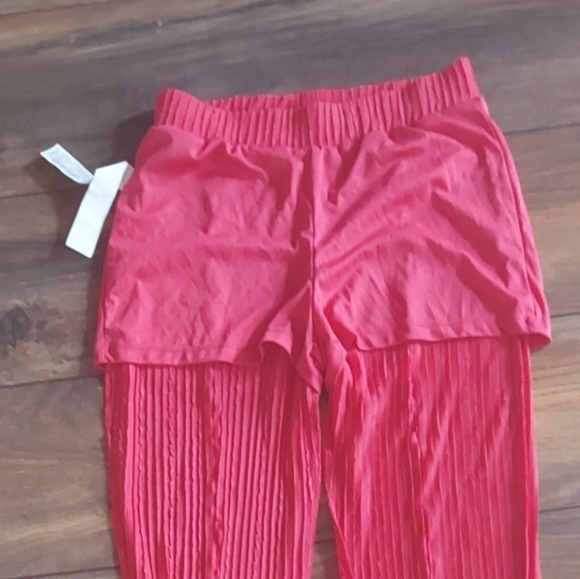 Zara Pink Wide Leg Ruffle Detail Pants W/Elastic Waistband & Shorts Underneath - Picture 7 of 7